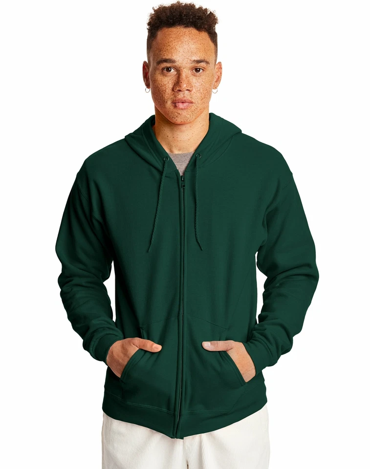 Sudadera con capucha polar Hanes EcoSmart unisex cremallera completa