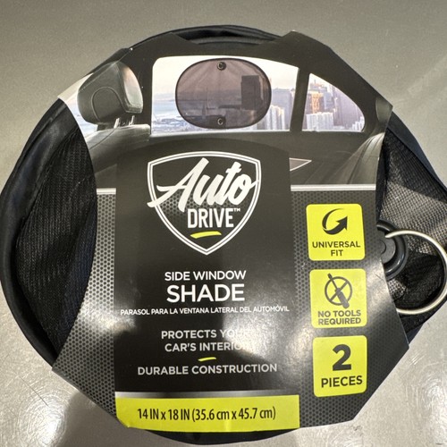 Auto Drive Side Window Sunshade 14" X18" 2 Pk Universal Fit New in Pkg