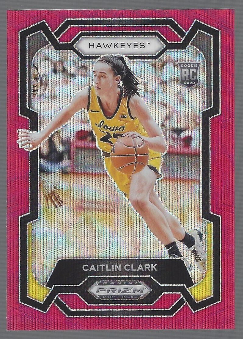Caitlin Clark 2024 Panini Prizm Draft Picks Red Wave #57 Iowa Hawkeyes RC Rookie