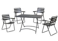 Set tavolo con 4 sedie da esterno pieghevoli in metallo antracite, Fredi Remy