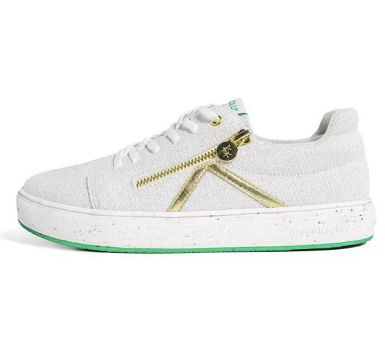 KOKOLU® Comfort Knit Sneaker, in Metallic White , Size 11 Vegan, New ( No Box )