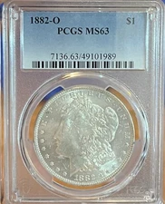 1882-O PCGS MS63 Morgan Silver Dollark