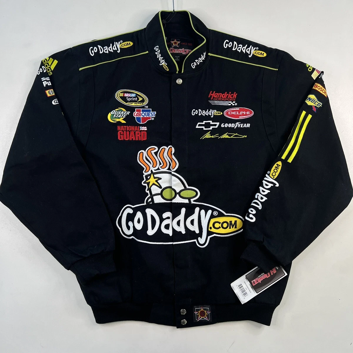 Vintage Jeff Hamilton Go Daddy Nascar Racing Jacket Sz L