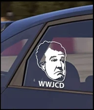 WWJCD - Jeremy Clarkson 6" White Vinyl Decal Car Truck Window Mirror Mirror