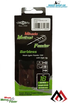 MIKADO ''METHOD FEEDER'' BARBLESS MONOFILAMENT LEADERS WITH HAIR RIG, CLEARANCE