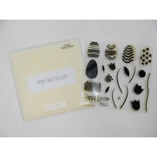 Close To My Heart Acrylix Stamp Set D1085 Happy Easter Spring Eggs Flowers Leaf