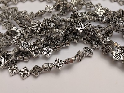 Tibetan Style Rhombus Alloy Beads, Antique Silver, Lead Free 7x4mm, Hole 1mm 