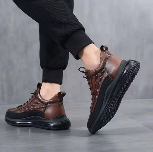 Herren Rindsleder Krokodildruck Turnschuhe Weiches Leder Bequem Schuhe Brandneu - Bild 4 von 14