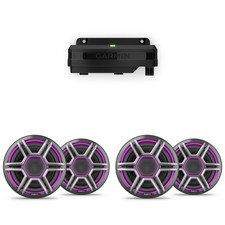 Garmin Fusion 2 Pairs Apollo AP-FL65SPG 6.5" LED Marine Speakers Sport Grills...