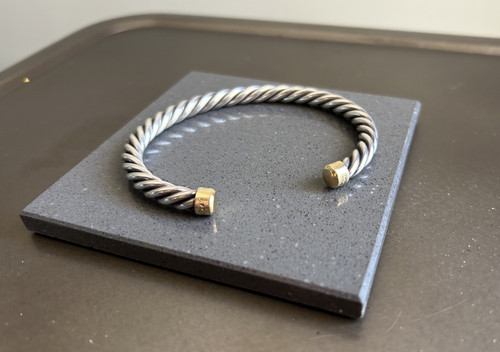 DAVID YURMAN 925 and 18K GOLD SS  MENS CABLE CUFF  BRACELET.