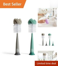 Effortless Bottle Cleaning - Grey/Sage 2 Pack Sponge Brush Set for Infants