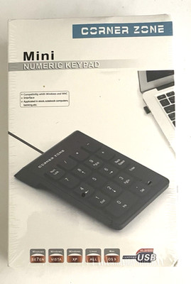 CORNER ZONE Mini Numeric Keypad USB Wired 18 Key NEW NIP SEALED