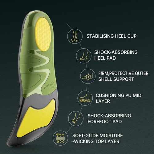 VALSOLE 220+ lbs Plantar Fasciitis High Arch Support Insoles Men Women Green  - Bild 4 von 5