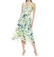 Calvin Klein Floral Tropical Wrap Style Dress Sheer Summer Resort NWT Size 4