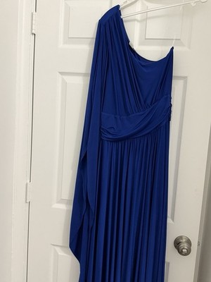 dusky blue satin dress Zapaka Women Sky Blue Long Bridesmaid Dress A Line V Neck Open Back Satin  Wedding Party Dress  ZAPAKA