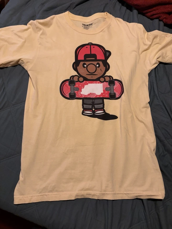 Trukfit Lil Wayne Rojo Bandana Camisa de Monopatín Amarilla Grande Hip Hop Rap Camiseta Foto 3 de 4