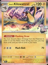 kilowattrel pokemon card price Card】IONO'S KILOWATTREL【AR】(104/100) (SV9) Japanese Single Ca – Fandom Tokyo RarityUncommon Hit Points120 HP Colorless Iono's Kilowattrel [Holo] #55 Prices