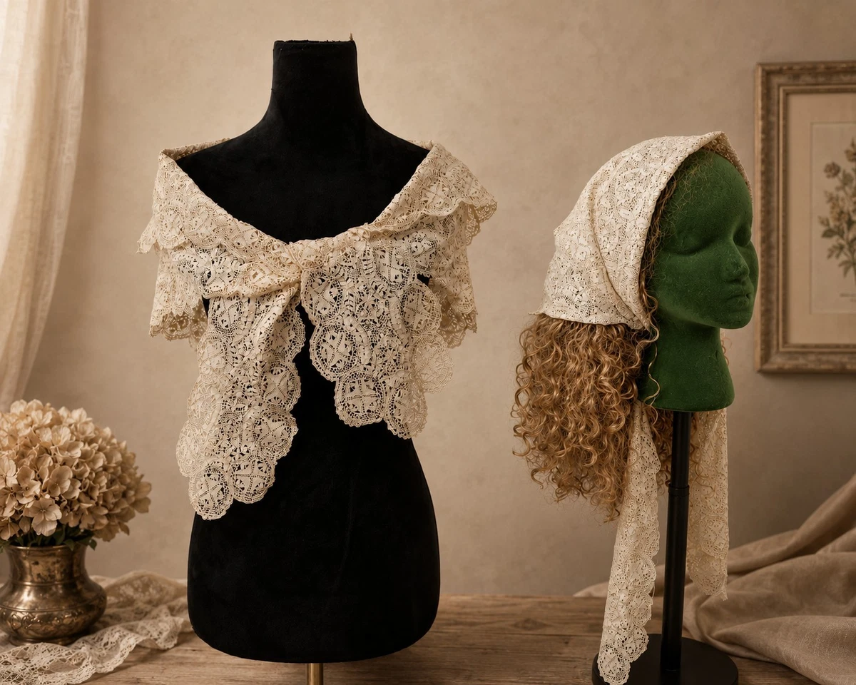 antique lace shawl products for sale | eBay
