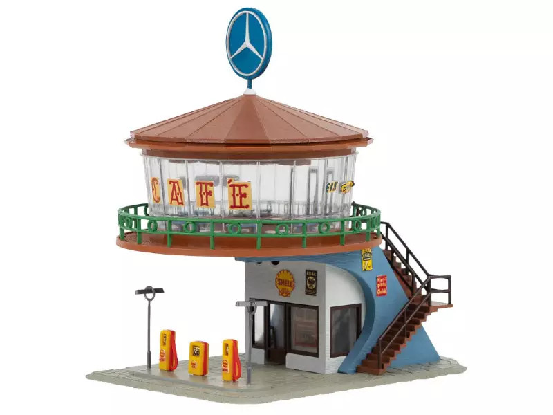 Station service Shell Faller 109214 maquette bâtiment HO 1/87 avec café pour diorama
