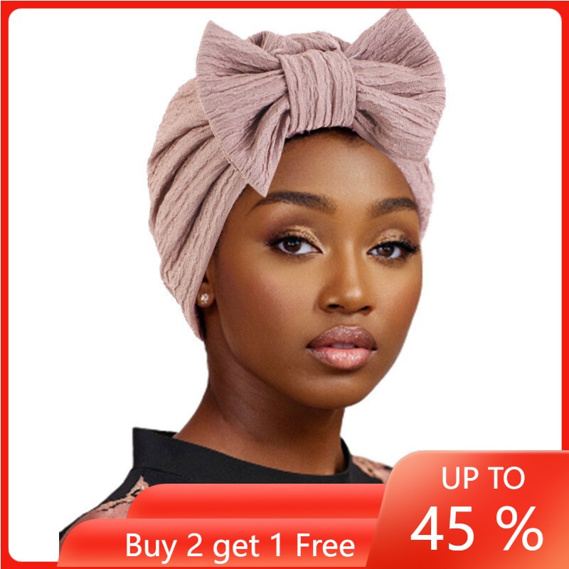 African Women Big Bow Hijab Hat Turban Headscarf Wrap Muslim