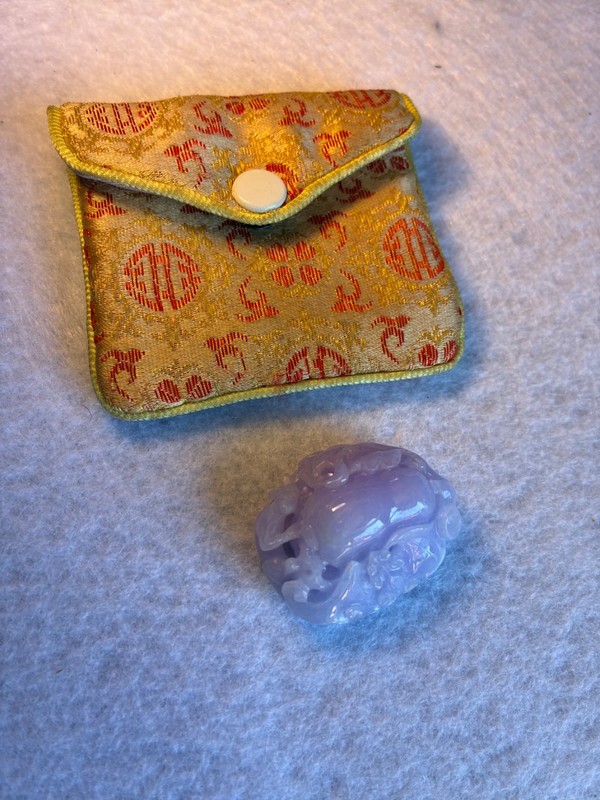LAVENDER JADEITE CARVING Antique Circa 1900