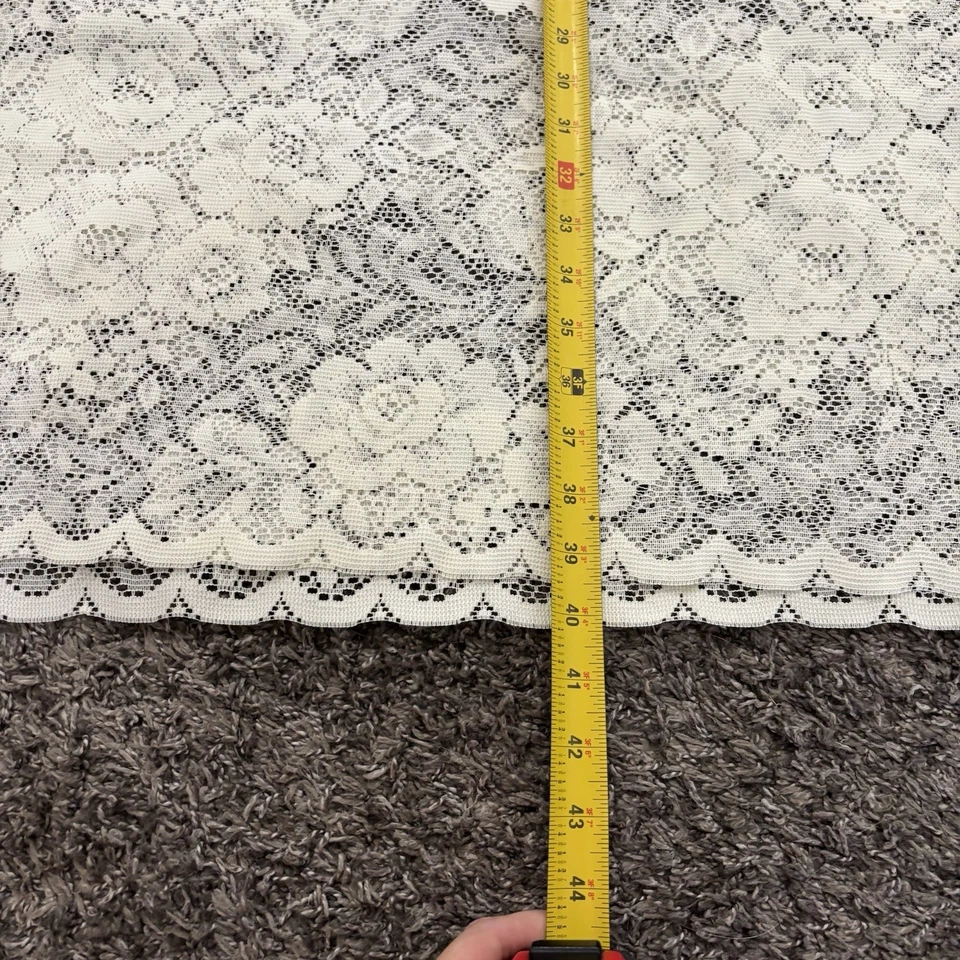 Painel de tecido de renda 40”x80” floral creme off white artesanato tecido vitoriano de renda  - Imagem 2 de 4
