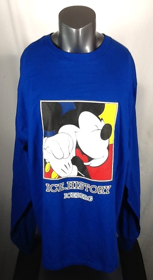 Vintage 90's Iceberg History Mickey Mouse Long Sleeve Shirt (2XL