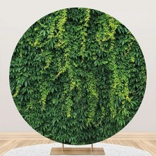 Greenery Green Leaves Round Backdrop Birthday Wedding Photo Background Banner