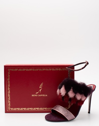 RRP€945 RENE CAOVILLA Leather & Mink Fur Sandals US9 UK6 EU39 Stardust Sole - Picture 6 of 10