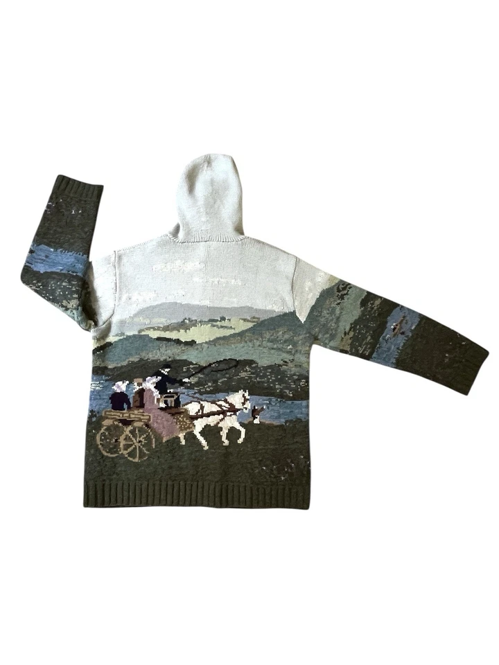 Suéter Vintage Lauren Ralph Lauren con Capucha Tejido a Mano con Perro y Campo Foto 2 de 4