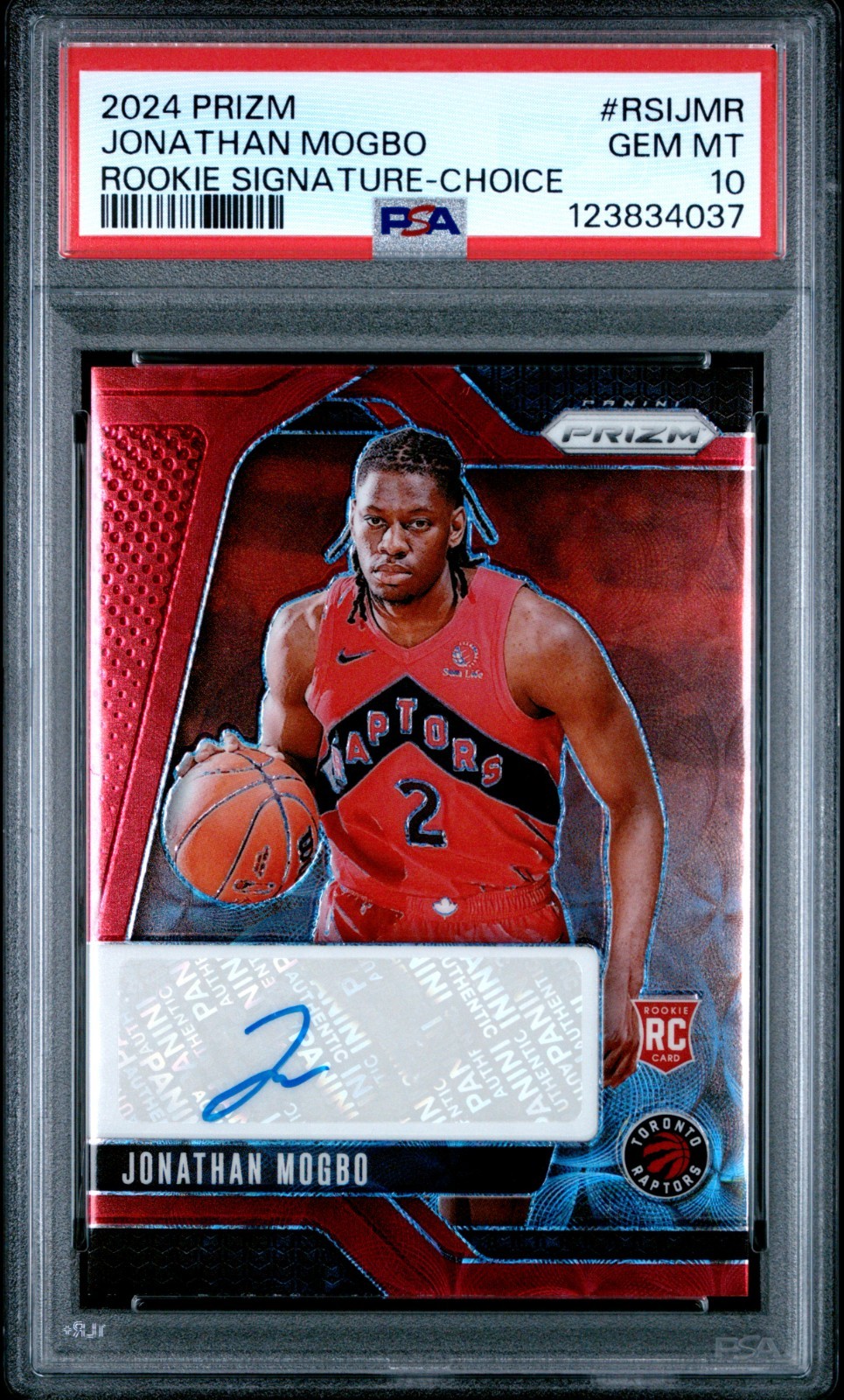 Jonathan Mogbo 2024-25 Panini Prizm Rookie Signatures #RSIJMR (RC, AUTO) PSA 10
