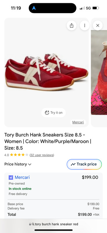 NEW TORY BURCH HANK RED SNEAKERS SZ 7.5