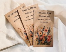 Custom Wildflower Seed Packets - Eco-Friendly Kraft Paper Event Favor. Set of 20
