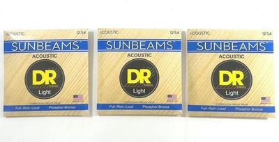 DR Guitar Strings Acoustic 3 Sets Sunbeams Phophor Bronze Round Wound 12-54
