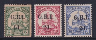 New Guinea. 1914. SG 17 18 & 19. Mint hinged.