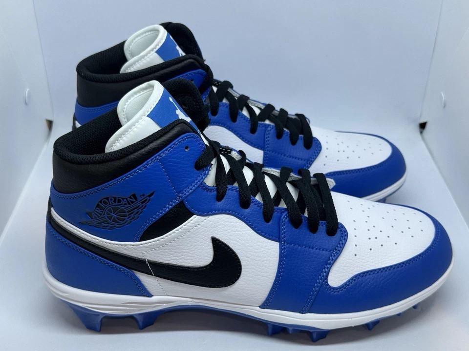 Botines Nike Air Jordan 1 Mid TD blancos negros azules reales para hombre talla 11 FJ6805-104 Foto 3 de 4