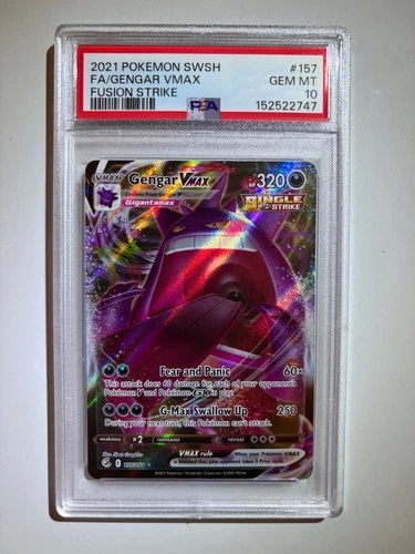 Gengar VMAX PSA 10 English Pokemon Card 157/264 Fusion Strike 2021 Full Art