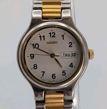 Seiko Ladies watch two tones GoldTone-Silvertone Date 7N83-0131 Works 