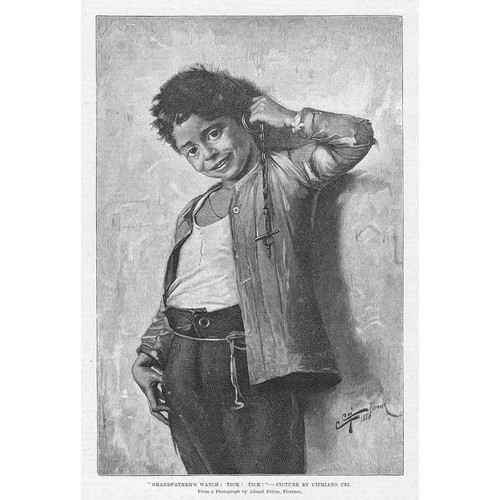 CIPRIANO CEI Grandfathers Watch: Tick! Tick! - Antique Print 1888