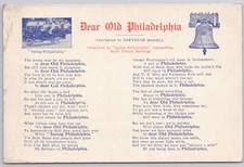 Postcard Dear Old Philadelphia Poem by Gertrude Mossell about City's History N-6