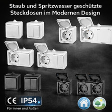 Aufputz / Lichtschalter / Doppelschalter / Steckdose IP54 / Feuchtraum