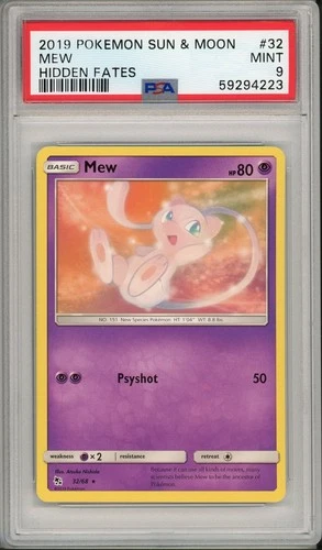 2019 Pokemon Sun & Moon Hidden Fates Mew #32 PSA 9