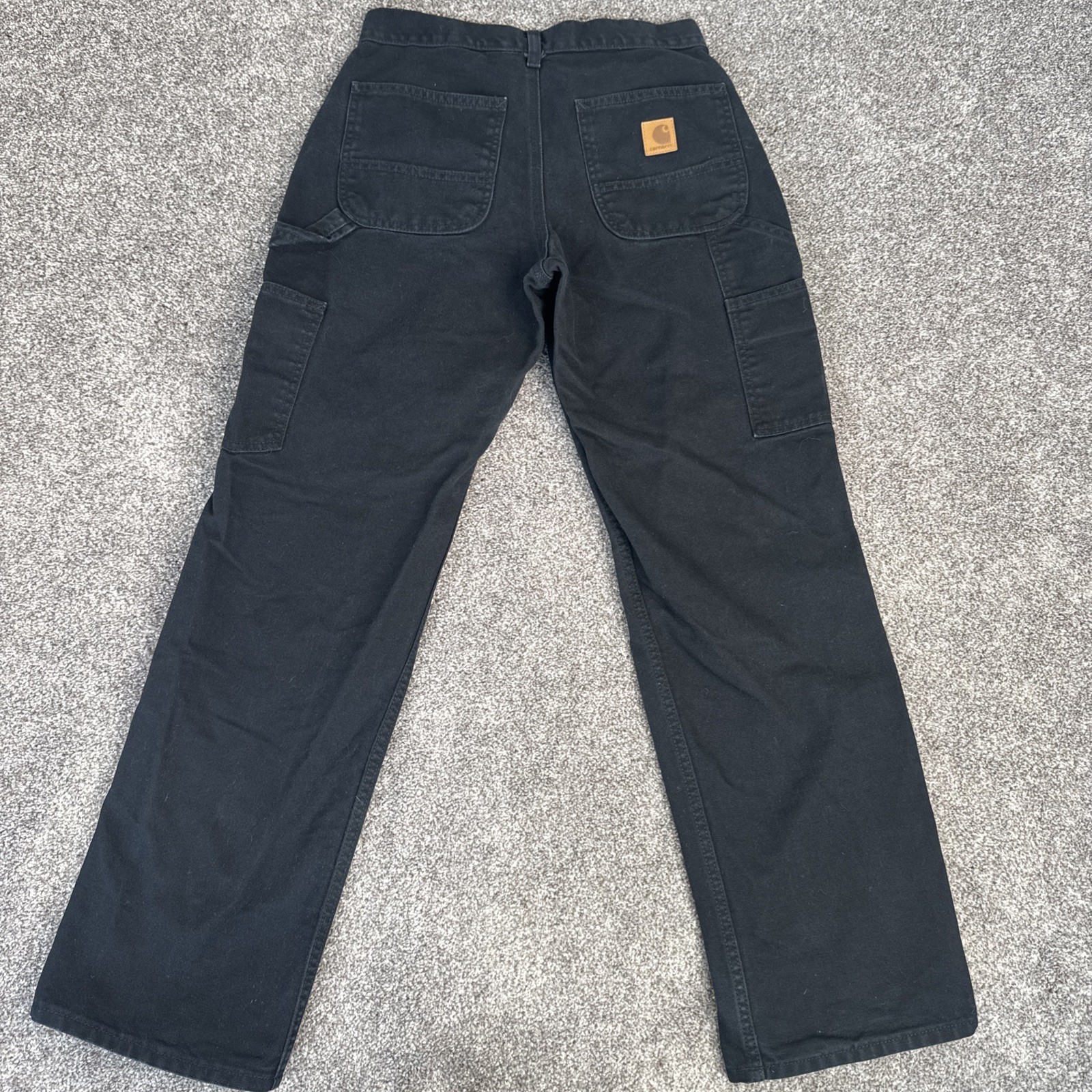 VTG Carhartt B11-BLK Loose Fit Washed Duck Carpenter Pants Black Mens 29x32