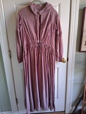 L Handmade Red Gingham Check Cotton Colonial Dress 1800s Repro Civil War Camp