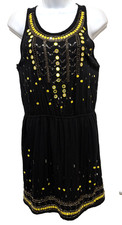 Forever 21 Whimsical Sleeveless Dress Size S Black Sequins & Beads Sleeveless
