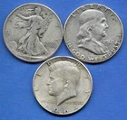 THREE HALF DOLLARS, WALKING LIBERTY; FRANKLIN & KENNEDY (1942-1964)!!!