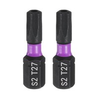 "2 StüCk TT27 Torx Schraubendreher Bit 1/4\" Sechskant Schaft 1\" LäNge 6 Punkt"
