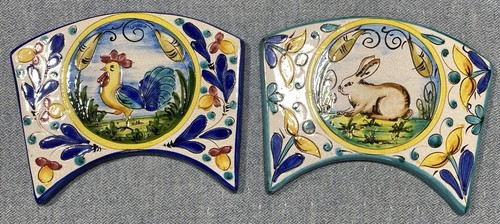 Cer-Brogi Plaques/Wall Hangings Ceramic Rooster & Rabbit Made in Italy Set Of 2