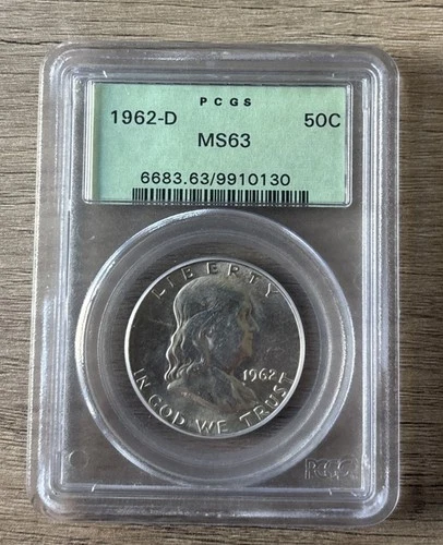 1962-D  MS 63 Franklin Half Original Rattler Slab