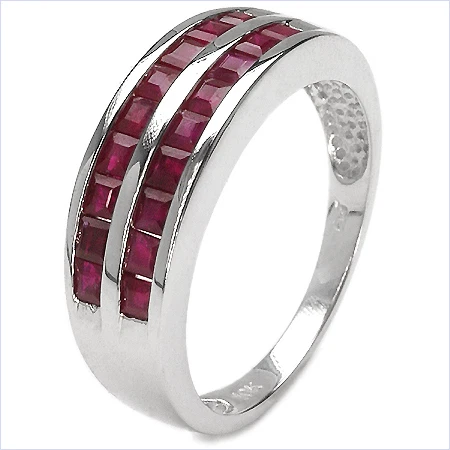 Double-Row Channel Set Natural Ruby 10kt White Gold Ring Size 7.5   RR67 - Image 2 of 2